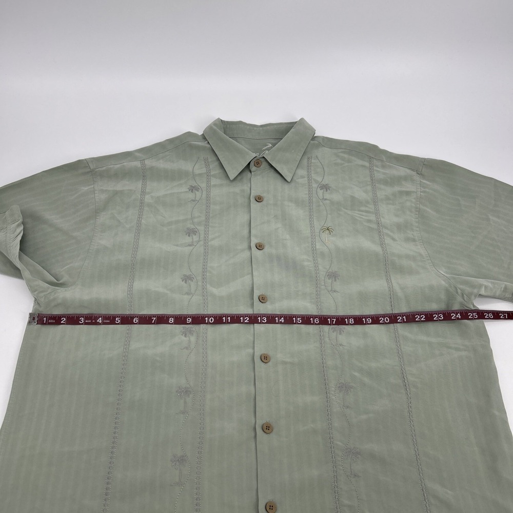 Bamboo Cay Shirt Men XL Sage Green Embroidered Button Up Short Sleeve Palm Trees - Picture 9 of 10